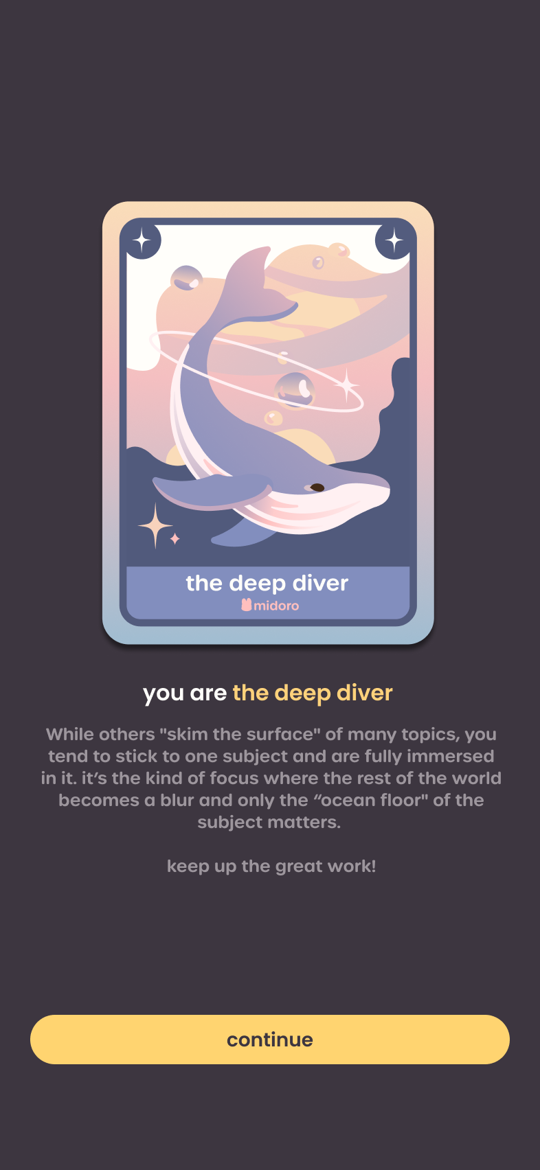 Focus critter card — the deep diver