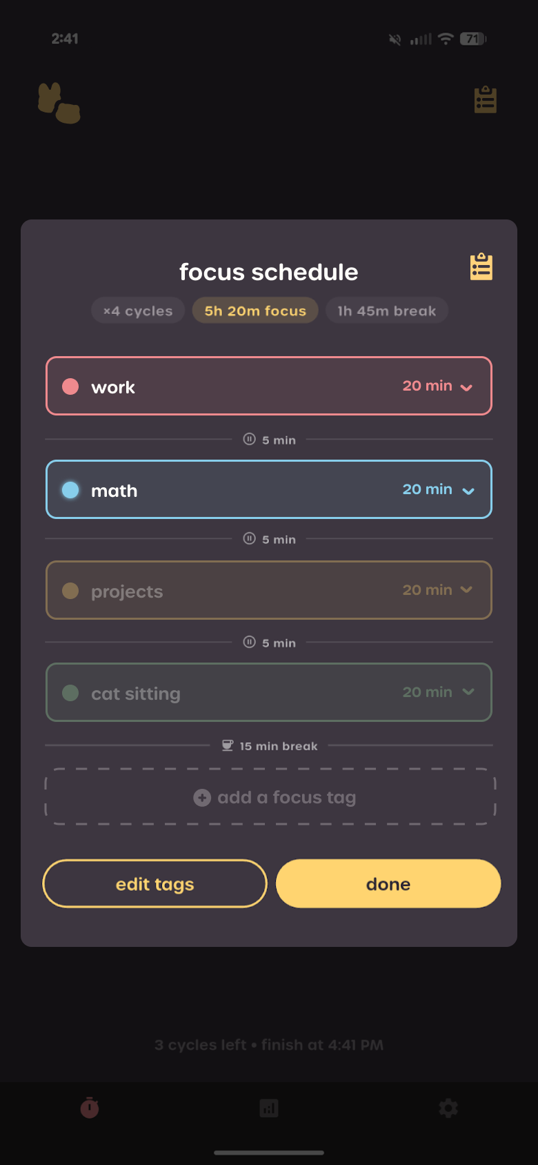 Custom focus schedules with drag-and-drop blocks